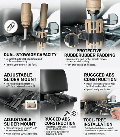 🚙 Rear-Seat Gear Organizer – Adjustable Dual-Position Headrest Storage Rack