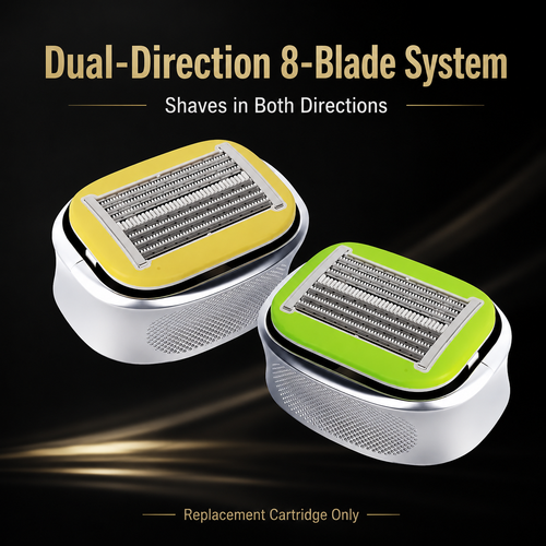 Dual-Direction 8-Blade Head Shaver Replacement Cartridge – Fast & Smooth Wet Shaving for Scalp and Body