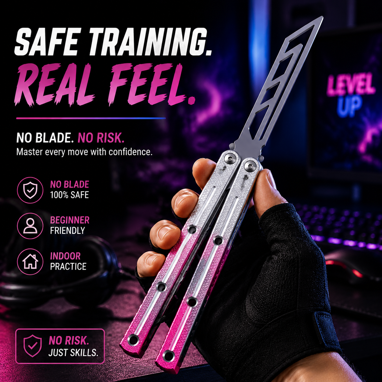 SEA MONSTER CLONE Balisong, Foldable Lightweight Aluminum Alloy Handle