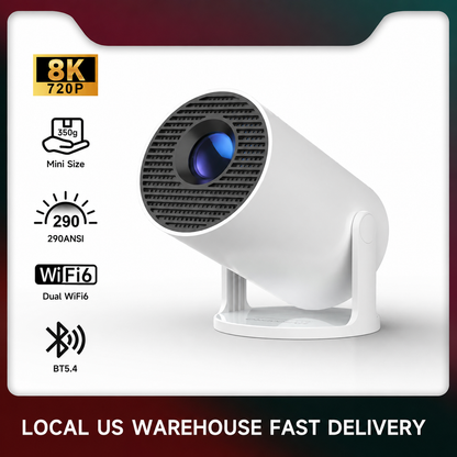 🎬【Free shipping】 Mini Portable Smart Projector – 130" Big Screen, WiFi 6 & Auto Keystone