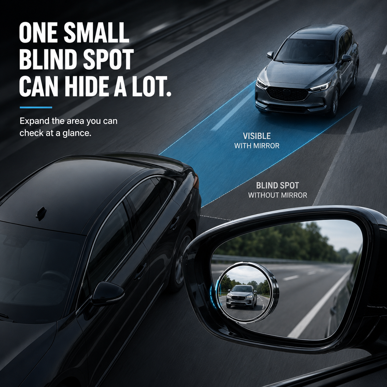 🚗 2-Pack 360° Adjustable Blind Spot Mirrors – Wide-Angle HD Car Side Mirror