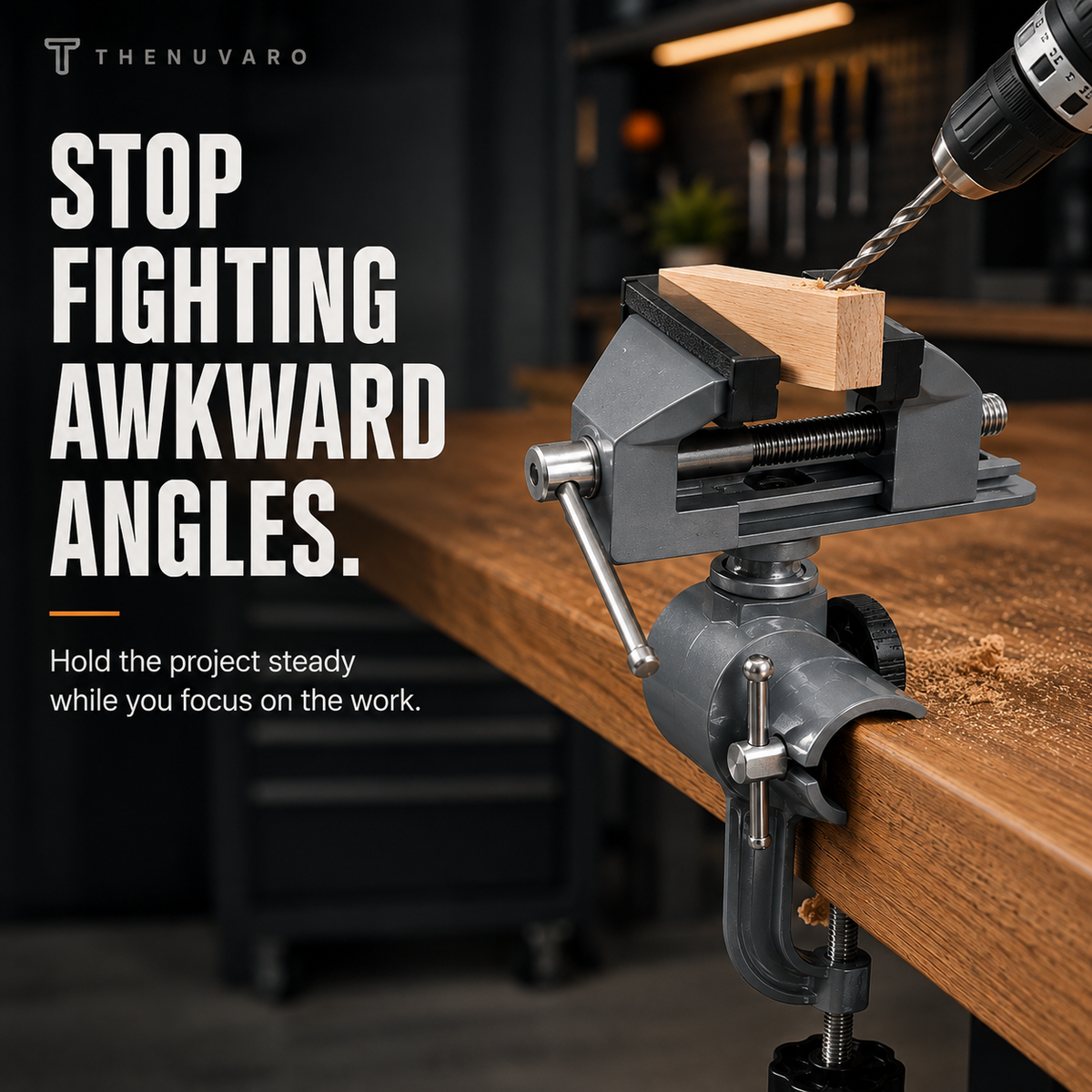 🔧 360° Rotating Bench Vise – Multi-Angle Clamp for DIY & Woodworking