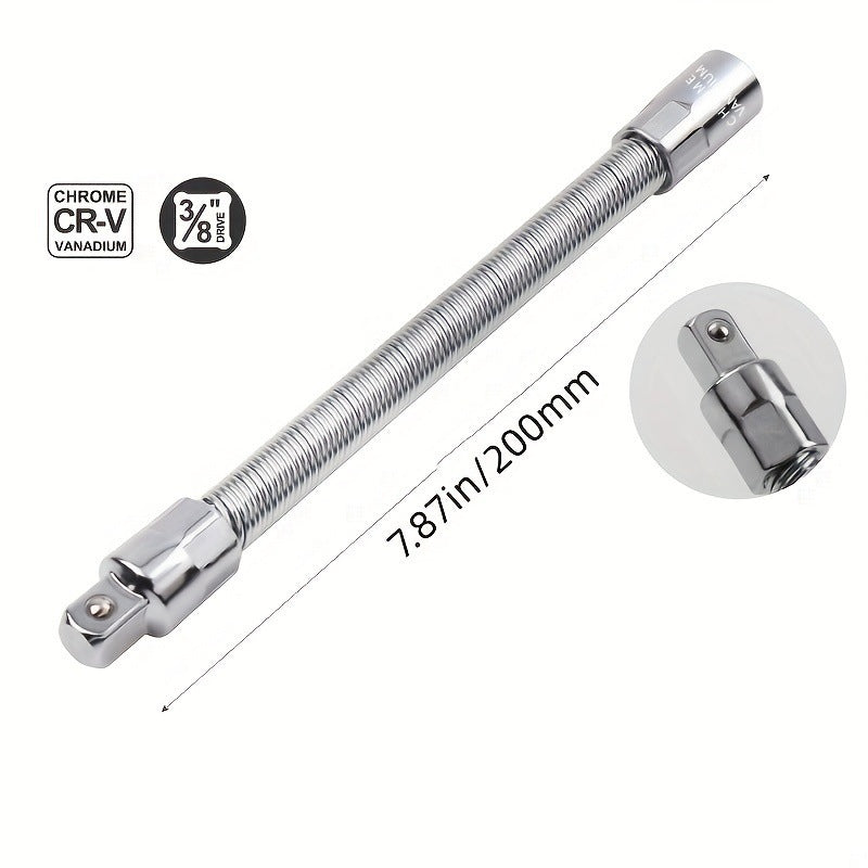 Flexible Socket Extension Set 3PCS – 1/4" 3/8" 1/2" CR-V Steel Bendable Wrench Adapter for Deep Engine & Car Repair