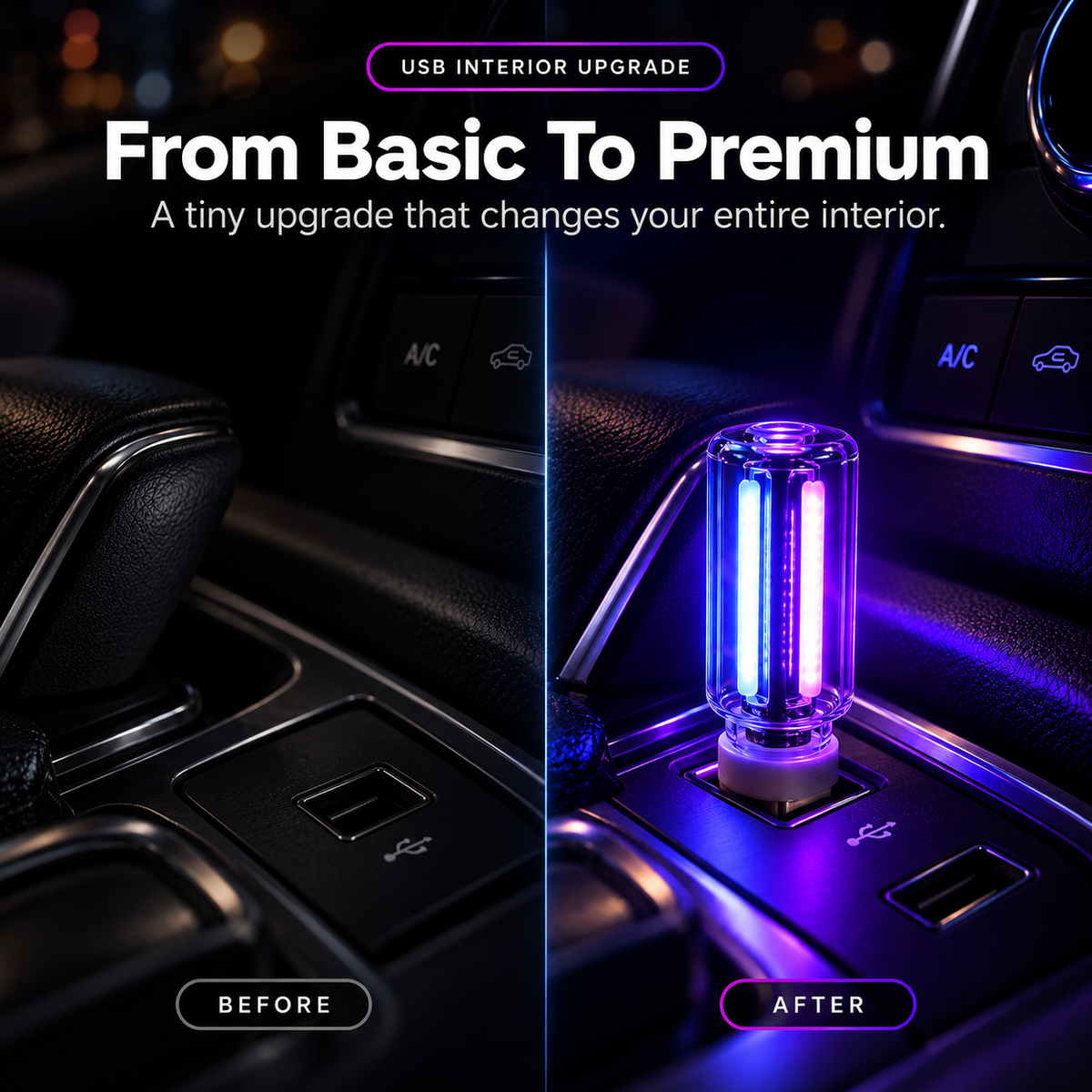 ✨ 3-Pack Car USB Ambient Night Lights – Touch Control LED Interior Upgrade