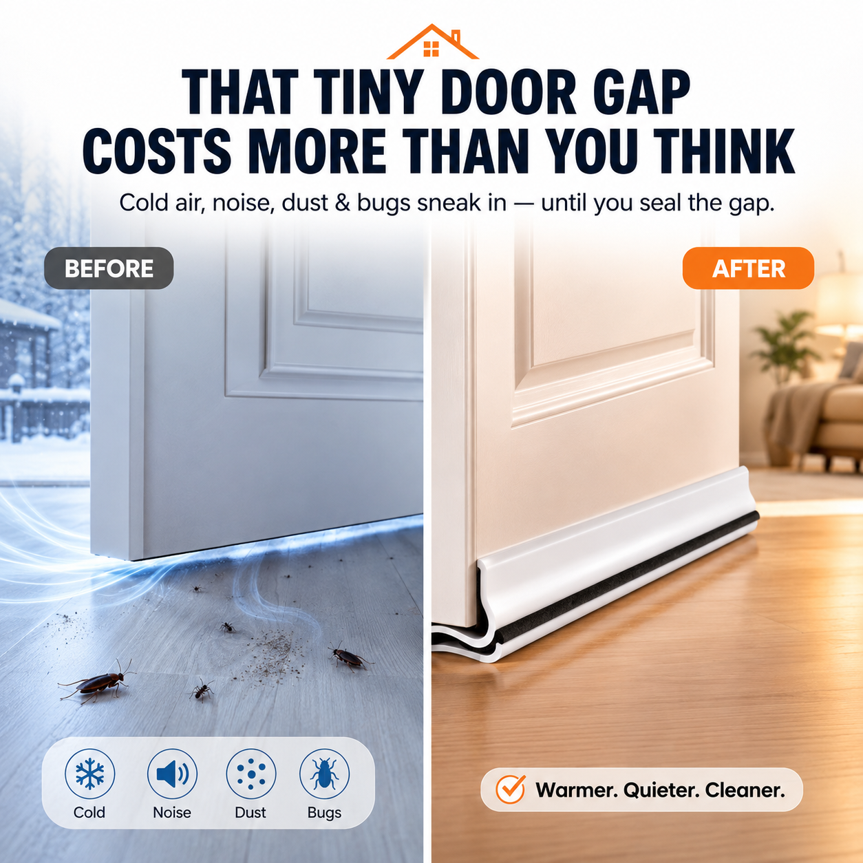 ❄️ Stop Cold Drafts From Entering Your Home – Triple Seal Door Weather Strip