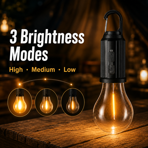 ☀️Rechargeable Solar LED Light Bulbs with Waterproof Clip Hook, Solar Outdoor Lights, Portable Camping Gear for Hiking & Emergency Use