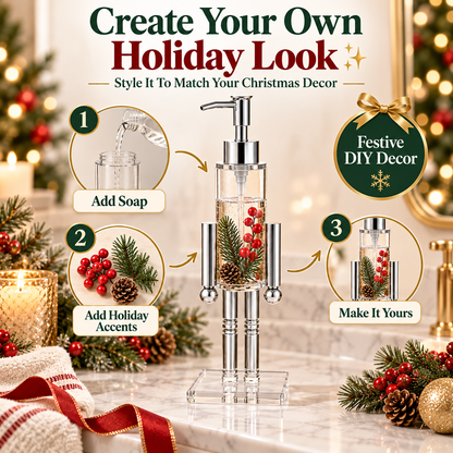 🎄 Nutcracker Christmas Soap Dispenser – Refillable Holiday Pump Bottle