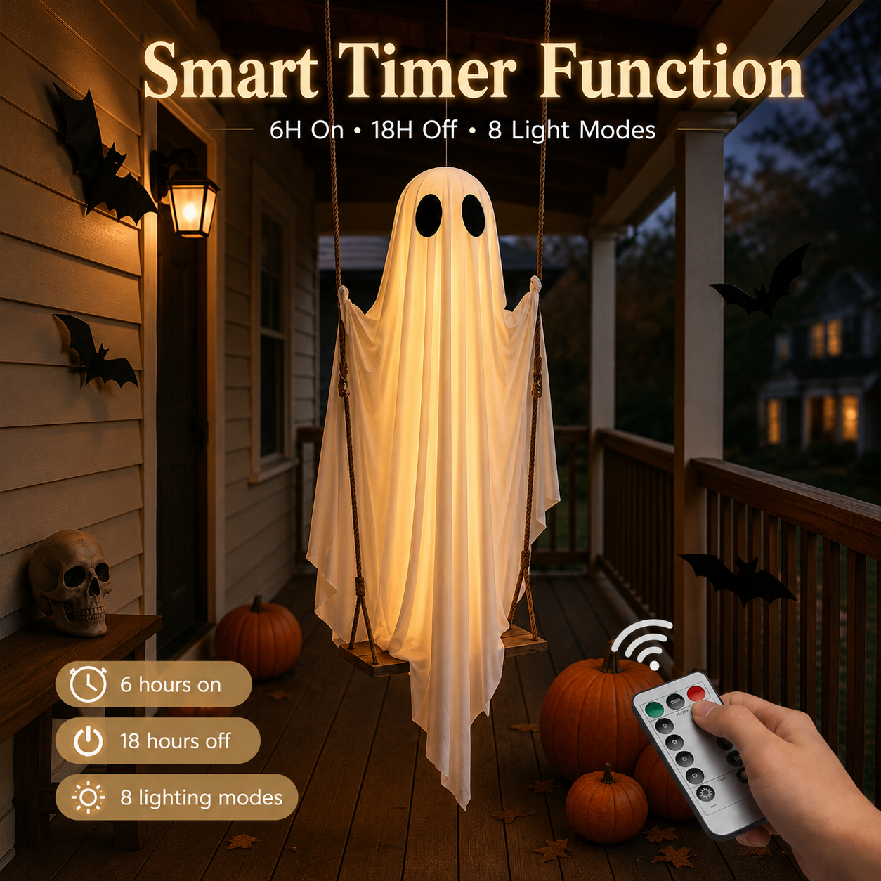 Premium Ride-On Ghost Halloween Decoration