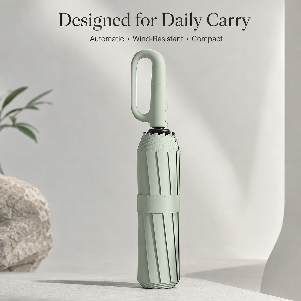 ☔ One-Touch Automatic Windproof Umbrella with Ring-Buckle Handle – Large 105CM Rain & Sun Coverage
