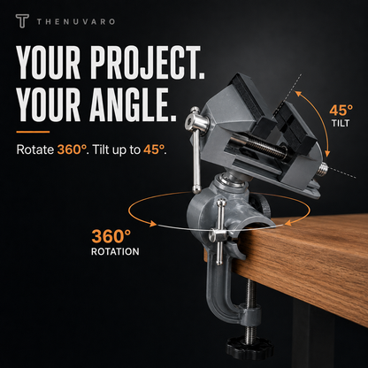 🔧 360° Rotating Bench Vise – Multi-Angle Clamp for DIY & Woodworking
