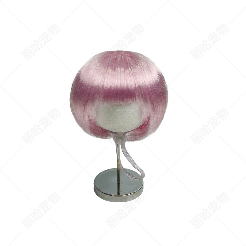 Cute Short Hair Wig Pet Headband, Funny Pet Wig Hair Accessories for Dogs & Cats