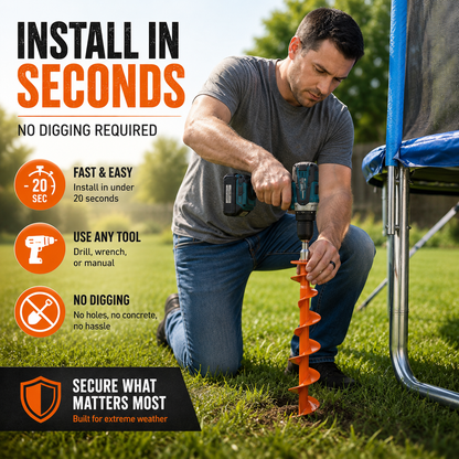 Ground Anchor Screw in Spiral Trampoline Anchors with Nut and Tool Swing Set Anchors Tent Stakes High Wind Heavy Duty for Sheds Carports Mobile Home Camping Tent Waterproof heavy-duty