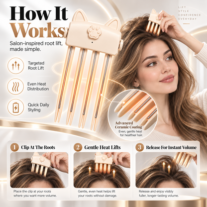 ✨ Instant Root Lift Volumizer Clip – Heated Hair Volume Styler for Fuller, Bouncy Hair
