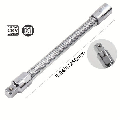 Flexible Socket Extension Set 3PCS – 1/4" 3/8" 1/2" CR-V Steel Bendable Wrench Adapter for Deep Engine & Car Repair