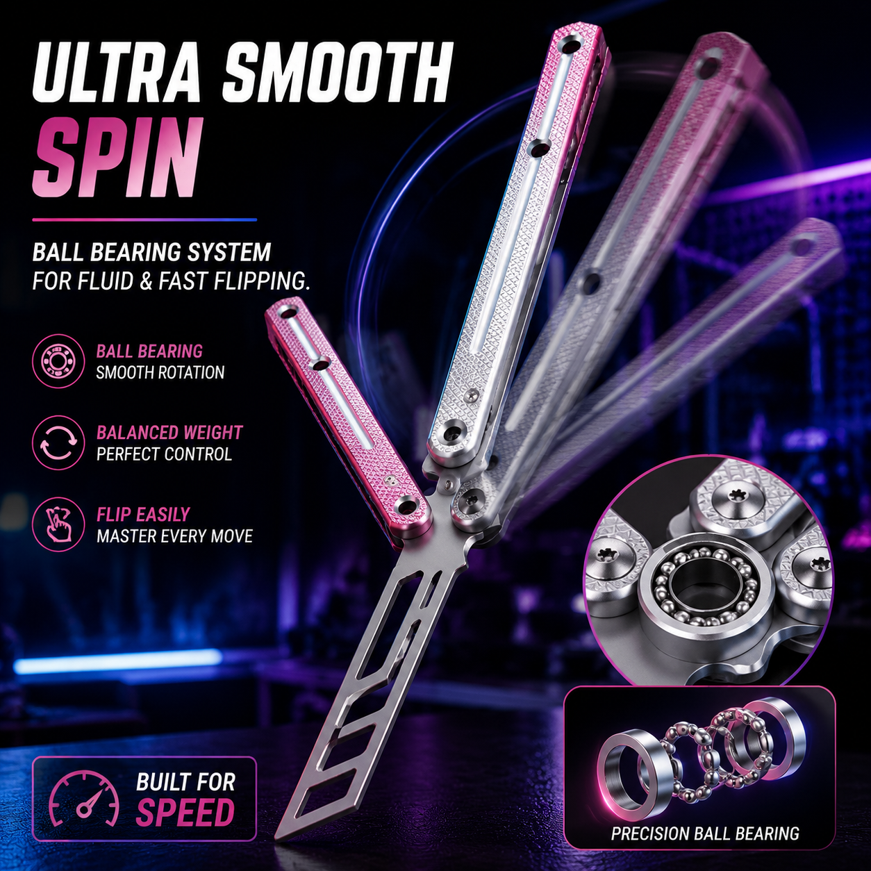 SEA MONSTER CLONE Balisong, Foldable Lightweight Aluminum Alloy Handle