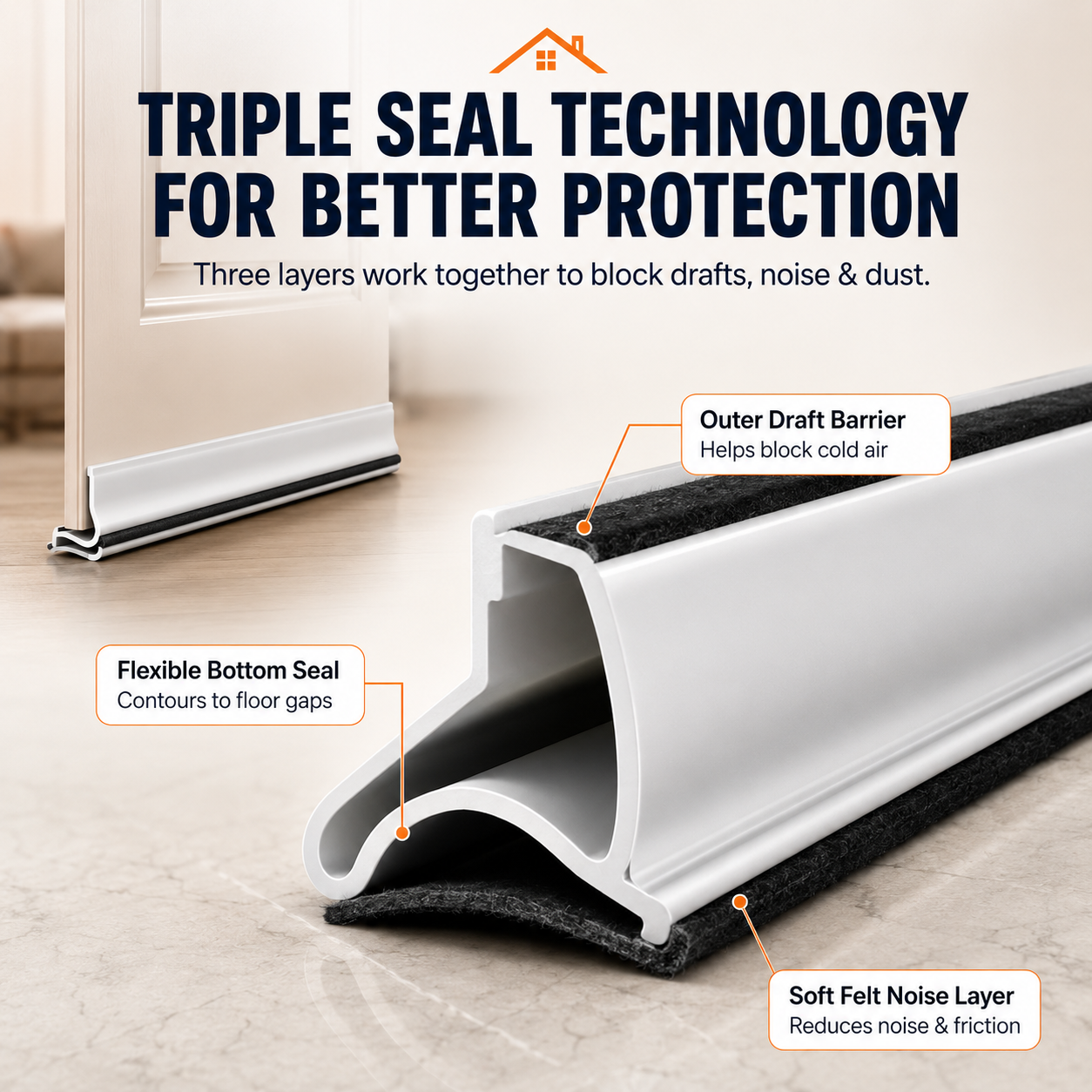 ❄️ Stop Cold Drafts From Entering Your Home – Triple Seal Door Weather Strip