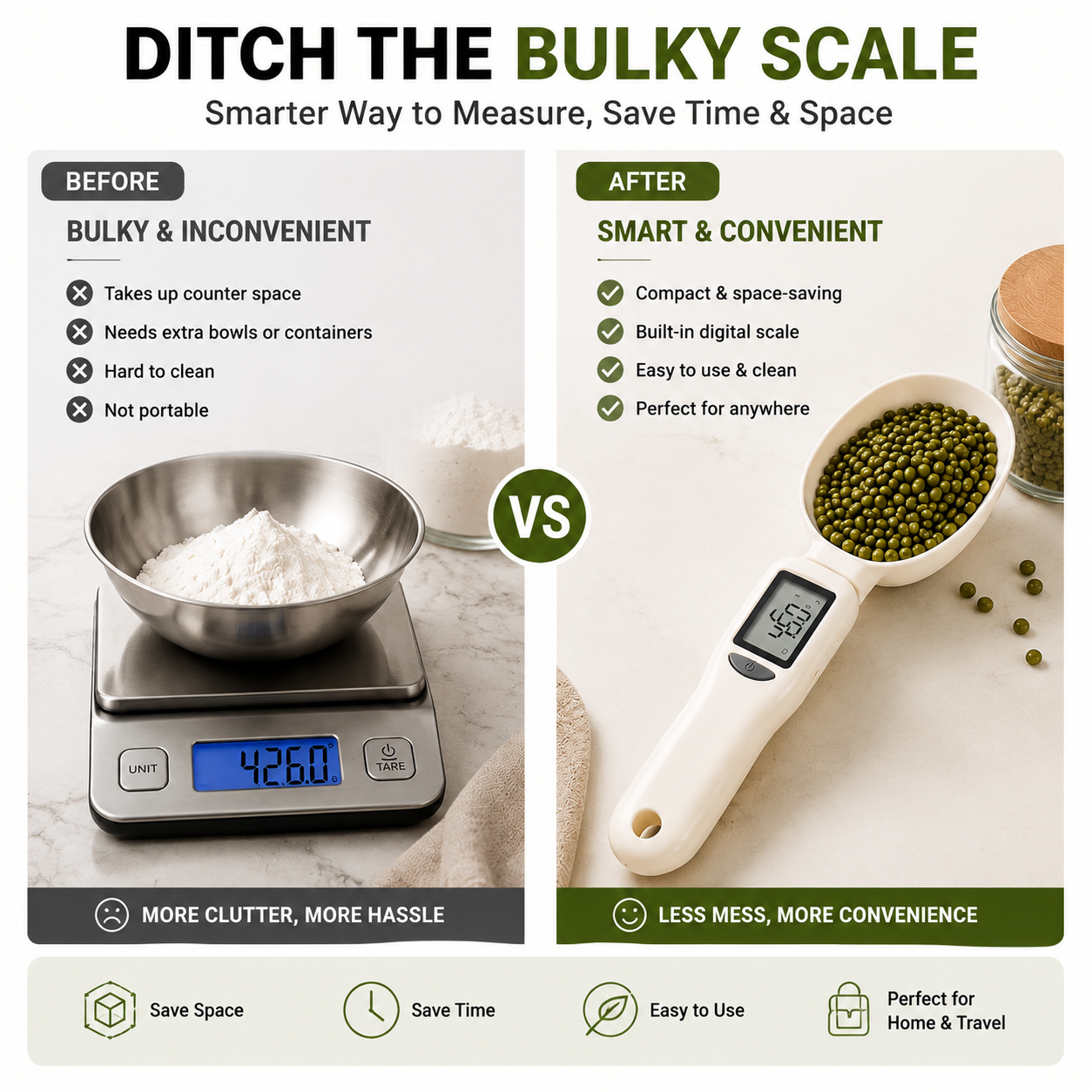 🥄 Smart Digital Measuring Spoon Scale – Precision Kitchen Weight Spoon for Baking, Cooking & Meal Prep