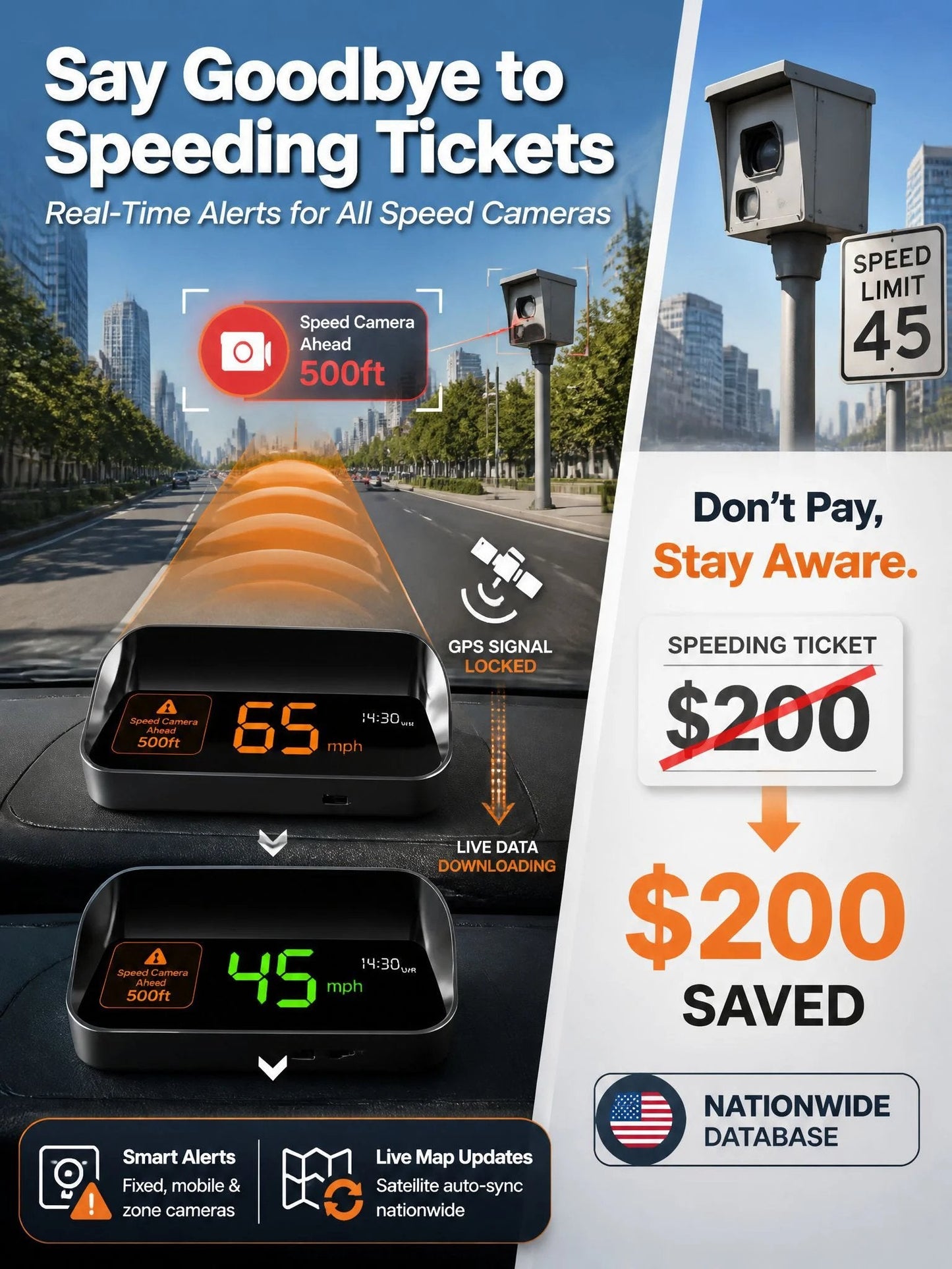 🚗 Smart AI HUD Head Up Display — Drive Safer With Real-Time Speed, Navigation & Road Alerts