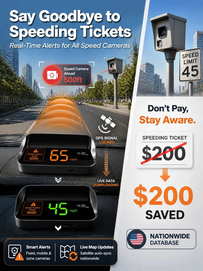 🚗 Smart AI HUD Head Up Display — Drive Safer With Real-Time Speed, Navigation & Road Alerts