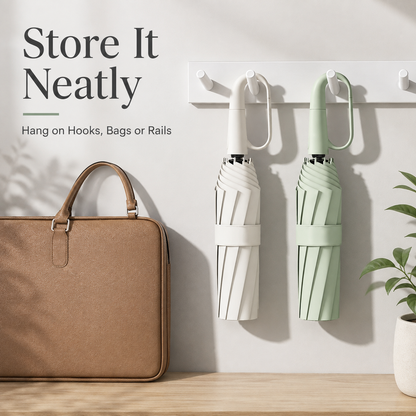 ☔ One-Touch Automatic Windproof Umbrella with Ring-Buckle Handle – Large 105CM Rain & Sun Coverage