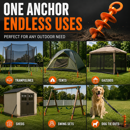 Ground Anchor Screw in Spiral Trampoline Anchors with Nut and Tool Swing Set Anchors Tent Stakes High Wind Heavy Duty for Sheds Carports Mobile Home Camping Tent Waterproof heavy-duty