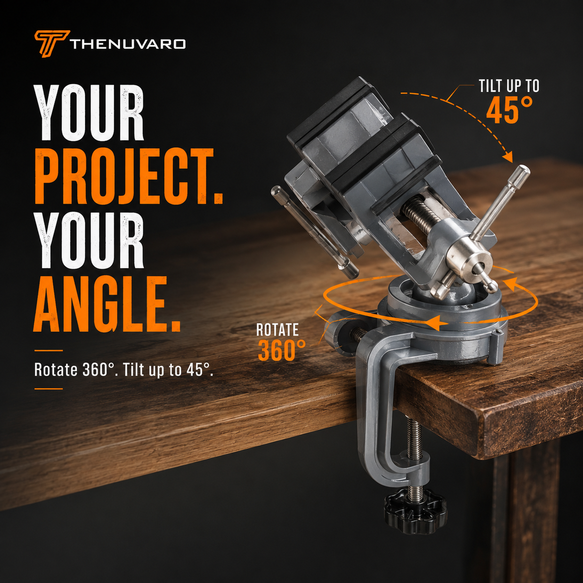 🔧 360° Rotating Bench Vise – Multi-Angle Clamp for DIY & Woodworking