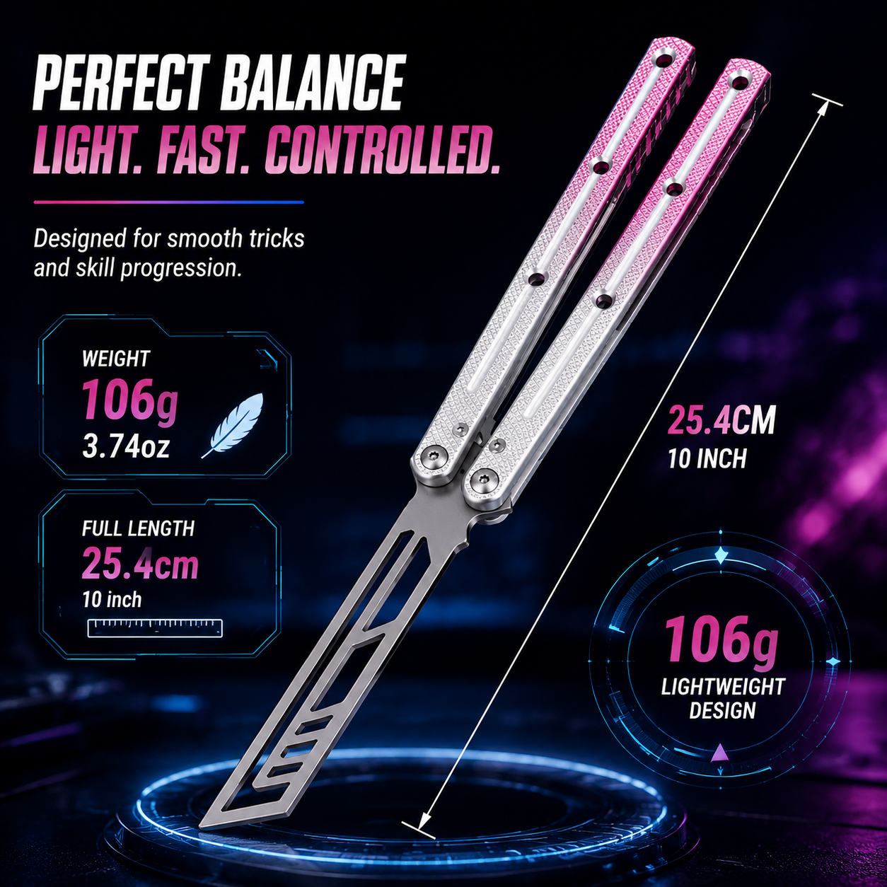 SEA MONSTER CLONE Balisong, Foldable Lightweight Aluminum Alloy Handle