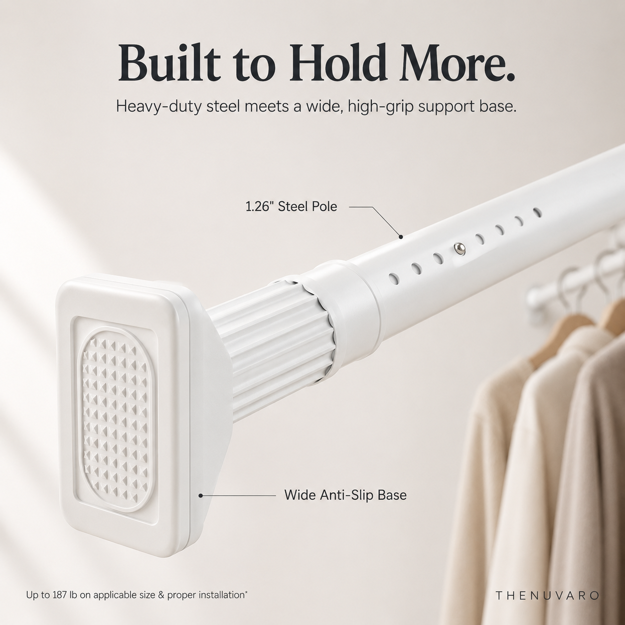 💪 Heavy-Duty No-Drill Tension Rod – Instant Extra Hanging Space