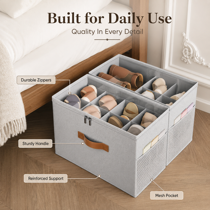 ✨ Foldable Shoe Storage Organizer – Dustproof Clear Cover Closet Box With Compartments