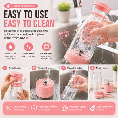 ✨ Mini Portable Blender Bottle – Make Fresh Smoothies, Juice & Shakes Anytime