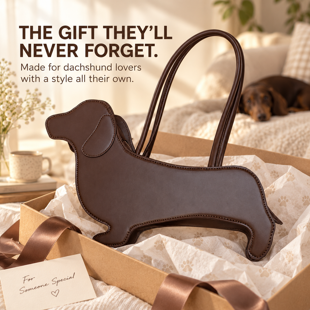 🐶 Dachshund-Shaped Crossbody Bag – Cute PU Dog Purs