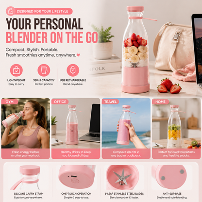 ✨ Mini Portable Blender Bottle – Make Fresh Smoothies, Juice & Shakes Anytime