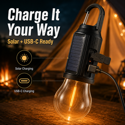 ☀️Rechargeable Solar LED Light Bulbs with Waterproof Clip Hook, Solar Outdoor Lights, Portable Camping Gear for Hiking & Emergency Use