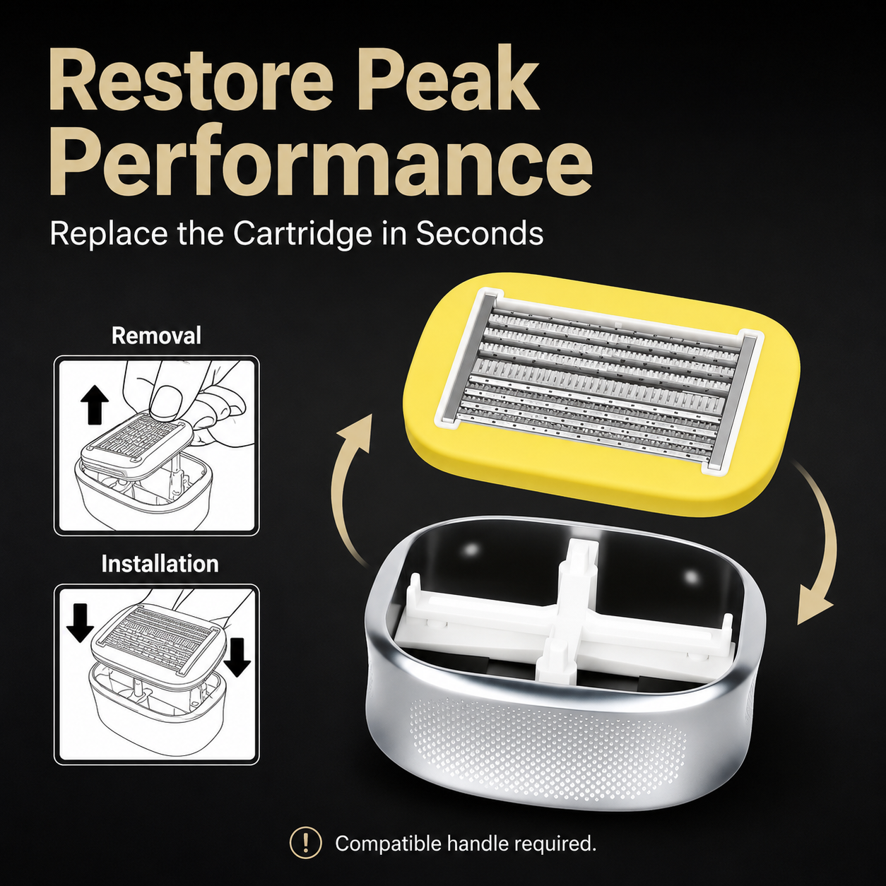 Dual-Direction 8-Blade Head Shaver Replacement Cartridge – Fast & Smooth Wet Shaving for Scalp and Body