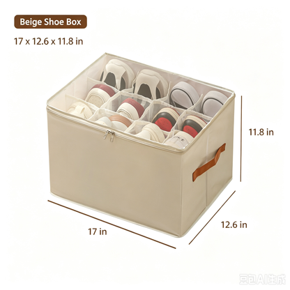 ✨ Foldable Shoe Storage Organizer – Dustproof Clear Cover Closet Box With Compartments