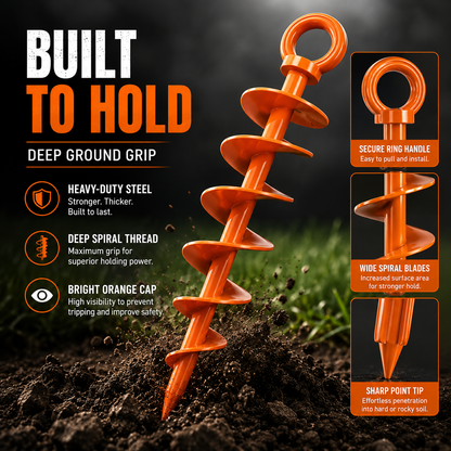 Ground Anchor Screw in Spiral Trampoline Anchors with Nut and Tool Swing Set Anchors Tent Stakes High Wind Heavy Duty for Sheds Carports Mobile Home Camping Tent Waterproof heavy-duty