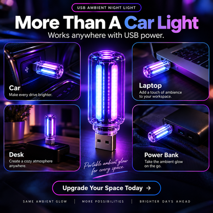 ✨ 3-Pack Car USB Ambient Night Lights – Touch Control LED Interior Upgrade