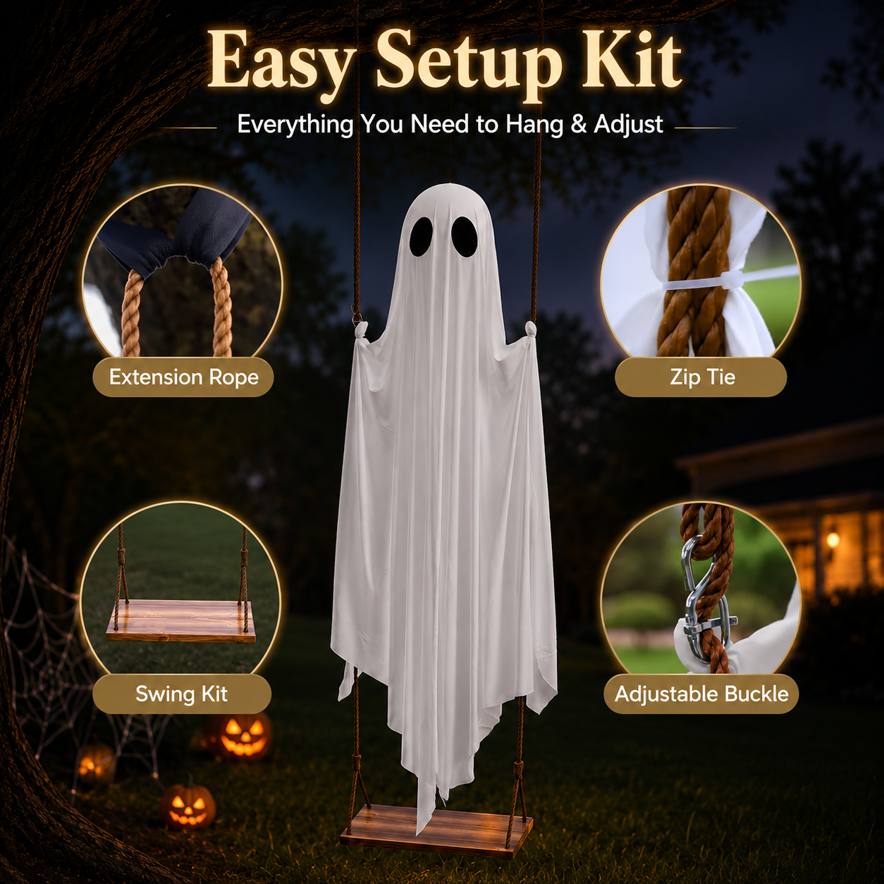 Premium Ride-On Ghost Halloween Decoration