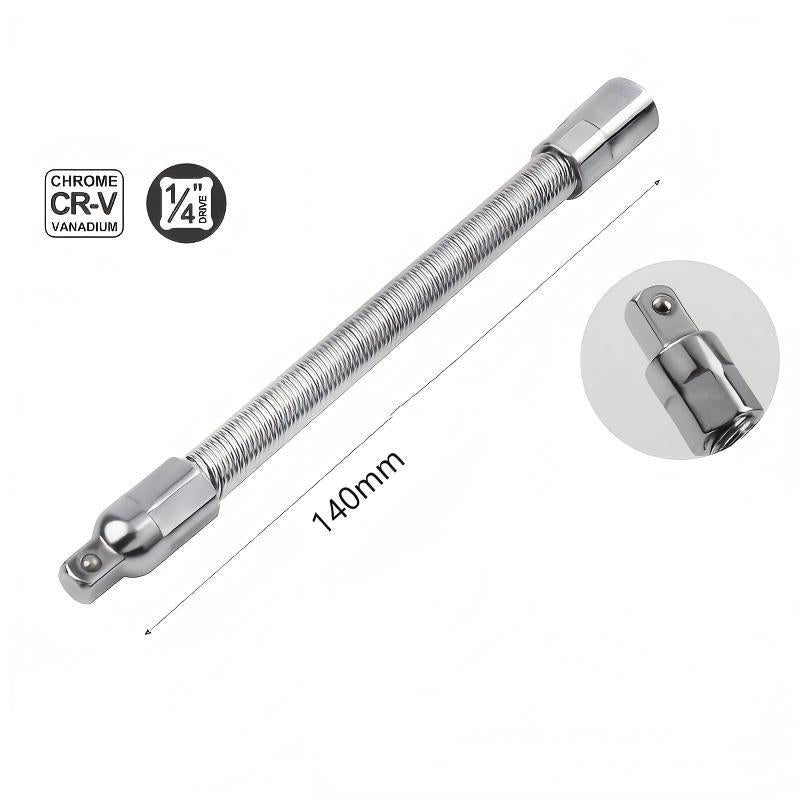 Flexible Socket Extension Set 3PCS – 1/4" 3/8" 1/2" CR-V Steel Bendable Wrench Adapter for Deep Engine & Car Repair