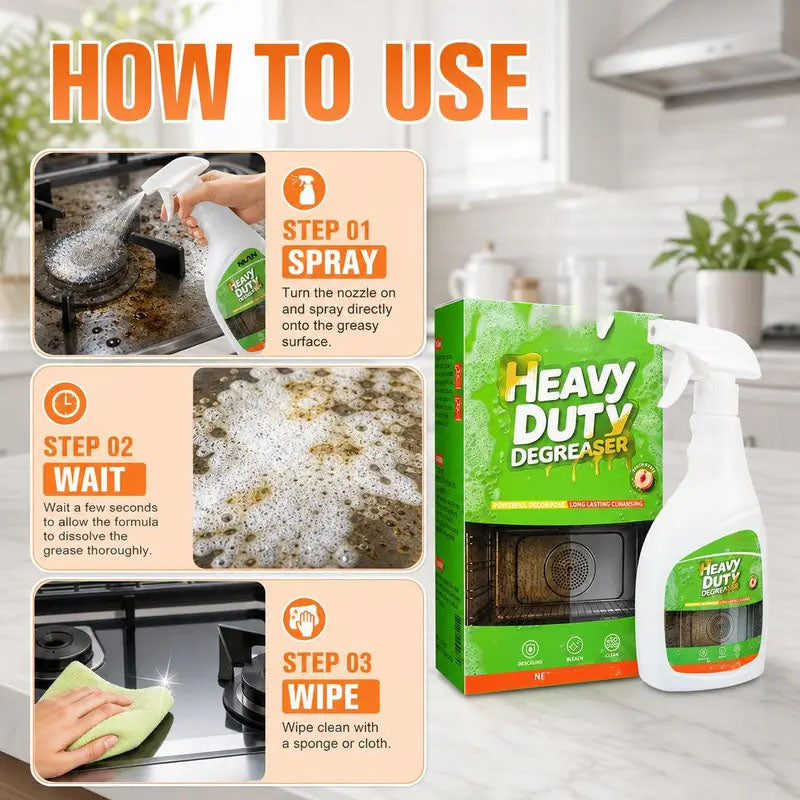 🍑 Heavy Duty Grease Remover Spray – Effortless Kitchen Cleaning