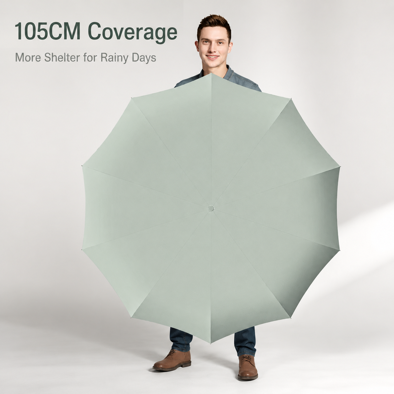 ☔ One-Touch Automatic Windproof Umbrella with Ring-Buckle Handle – Large 105CM Rain & Sun Coverage