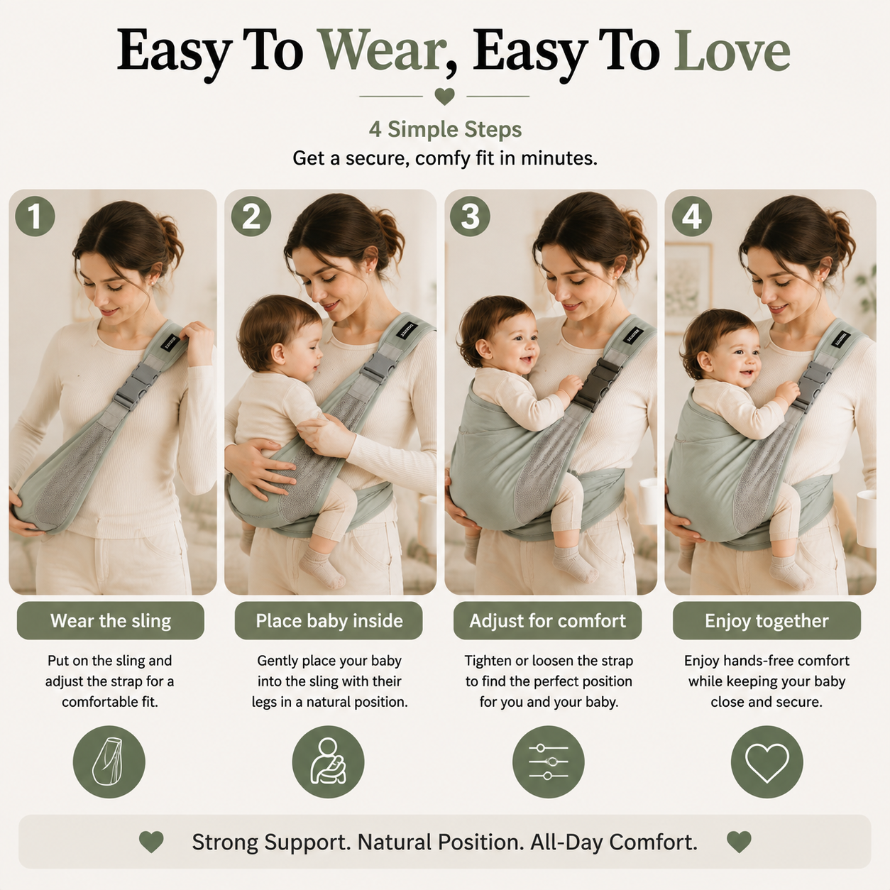 🤱Soft Baby Wrap Carrier – Hands Free Infant Sling for Newborns, Breathable Comfort Baby Holder for Everyday Bonding