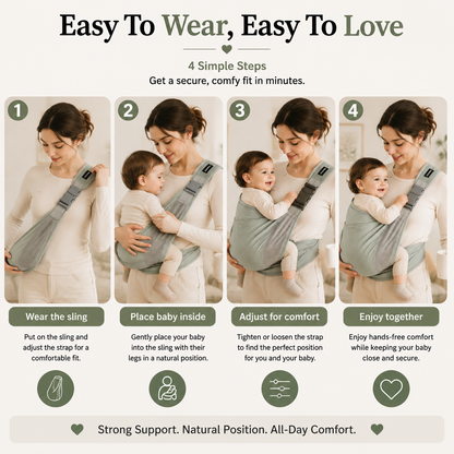 🤱Soft Baby Wrap Carrier – Hands Free Infant Sling for Newborns, Breathable Comfort Baby Holder for Everyday Bonding
