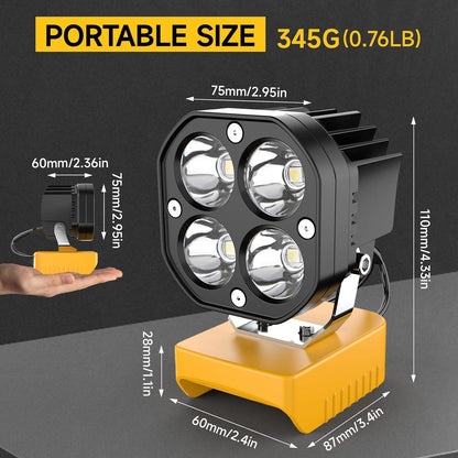 🛠️💡LED Work Light Compatible with Milwaukee 18V Battery/Dewalt 18V&20V Battery