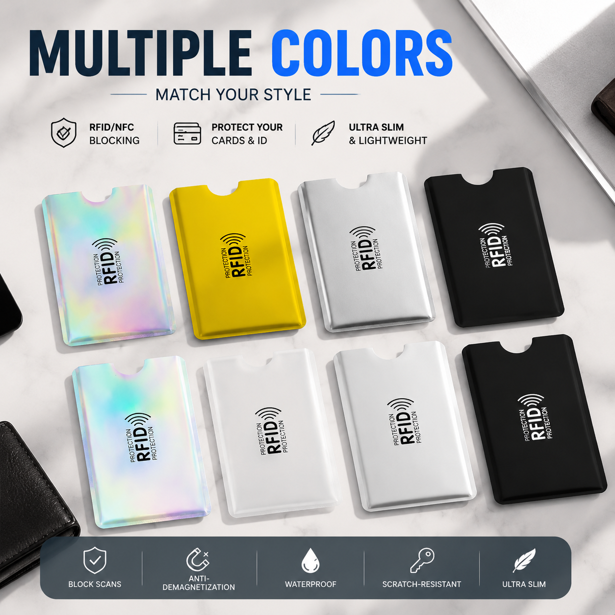 8 Counts RFID Blocking Sleeves Set