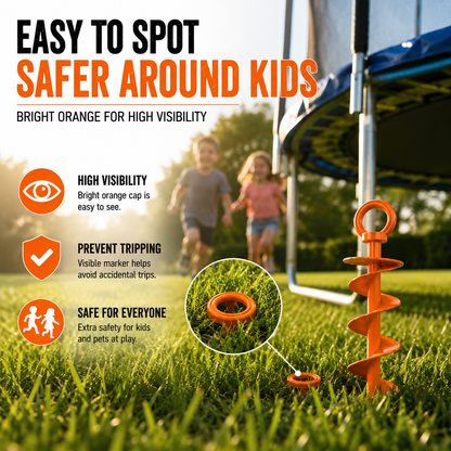 Ground Anchor Screw in Spiral Trampoline Anchors with Nut and Tool Swing Set Anchors Tent Stakes High Wind Heavy Duty for Sheds Carports Mobile Home Camping Tent Waterproof heavy-duty