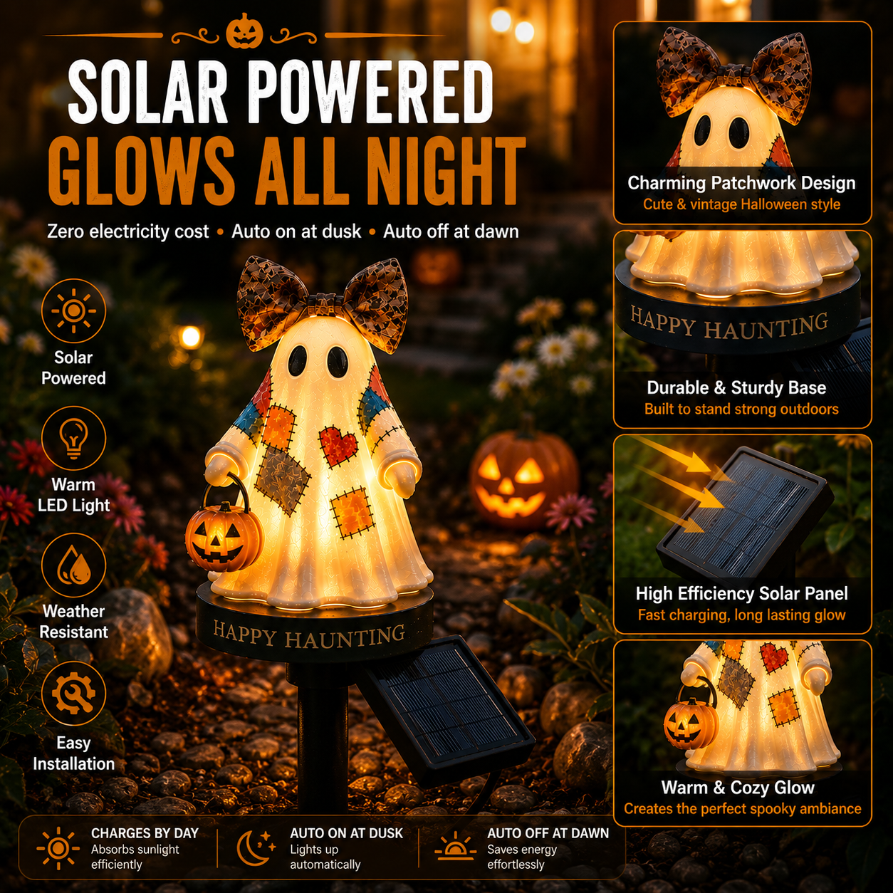 TODAY'S SPECIAL OFFER-50% OFF 🔥🎃 Solar Vintage Patchwork Ghost Garden Light