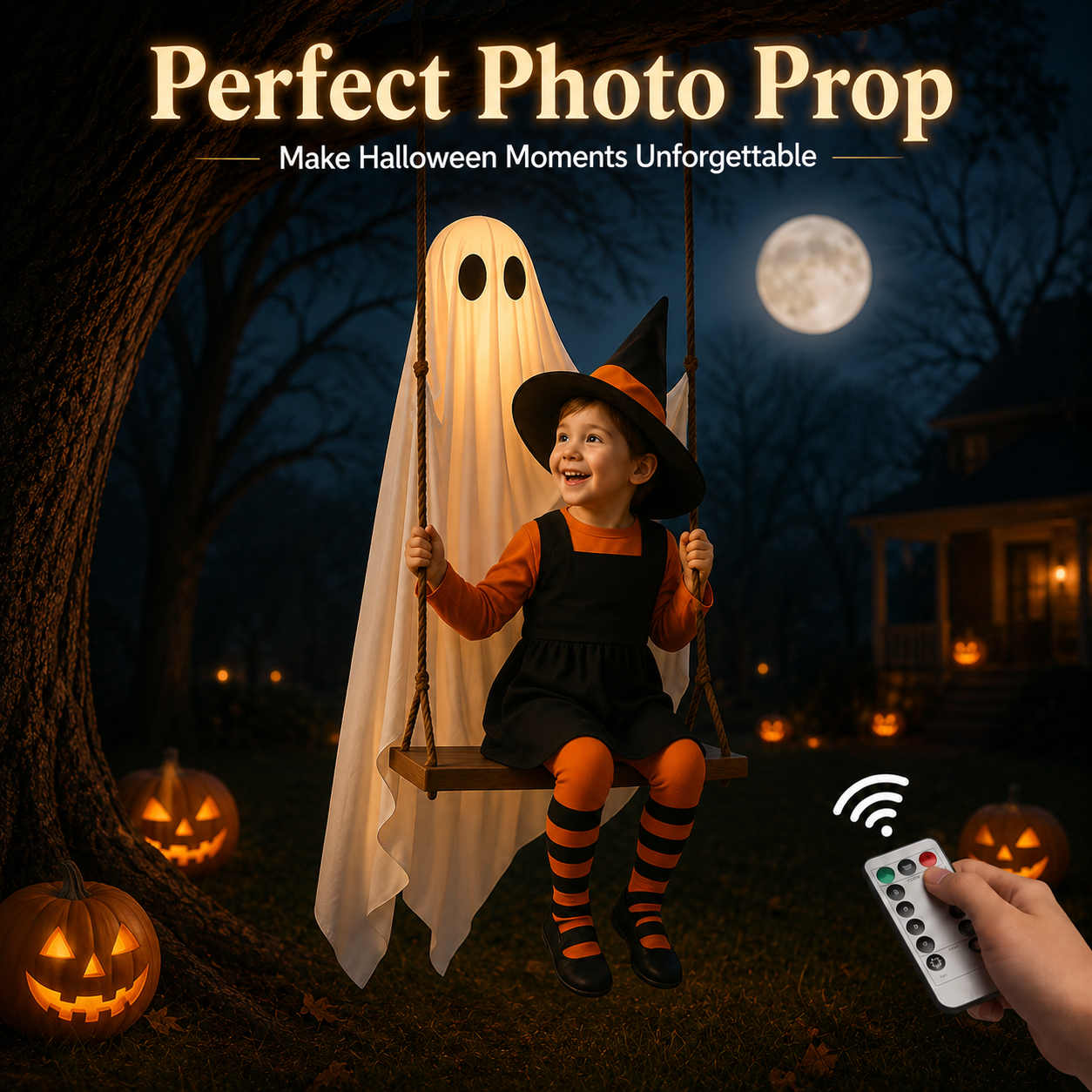 Premium Ride-On Ghost Halloween Decoration