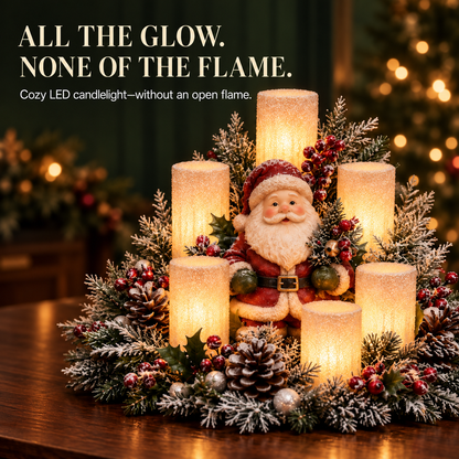 LED Santa Christmas Table Centerpiece with Flameless Candle Lights