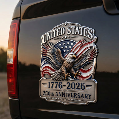 🦅250th Anniversary Metal Flag Emblem – Timeless Patriotism for Your Ride
